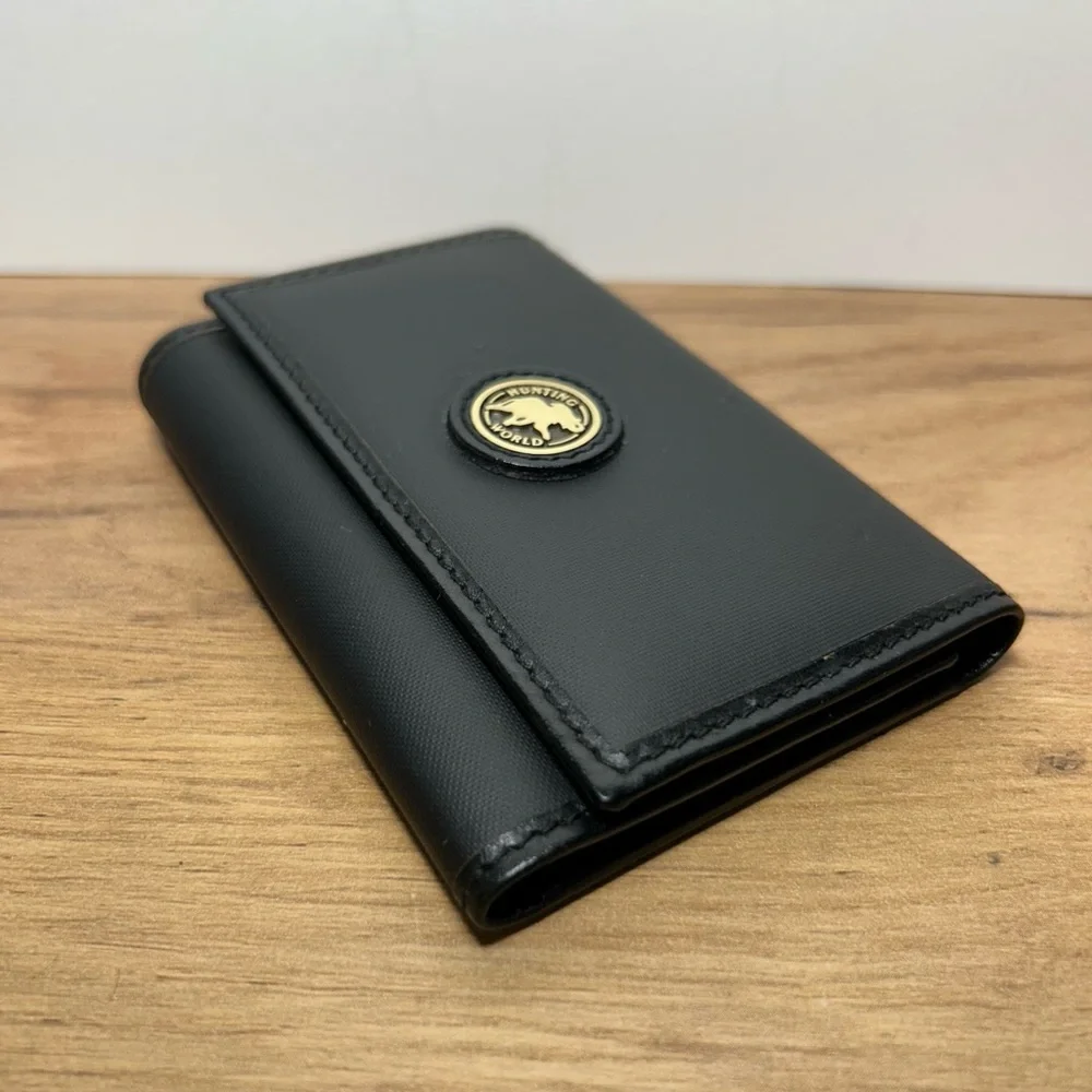 Hunting World Tri-fold Key Case Holder, Durable Small Black Nylon Wallet, EUC
